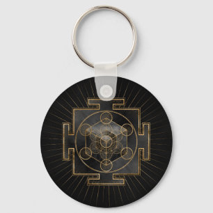 Metatron's Cube Sri Yantra Sacred Geometry Key Ring