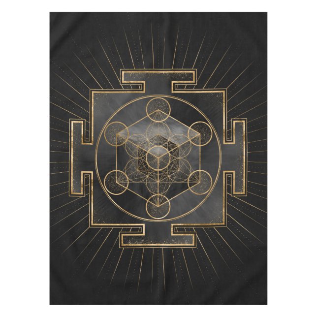 Metatron's Cube Sri Yantra Sacred Geometry Tablecloth (Front)