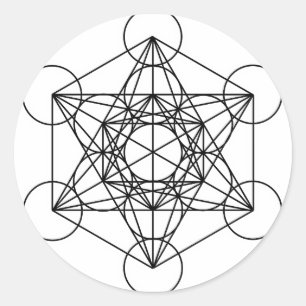 Metatron's Cube (White) Classic Round Sticker