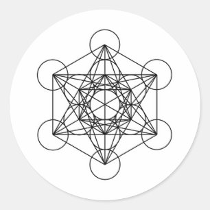 Metatron's Cube (White) Classic Round Sticker