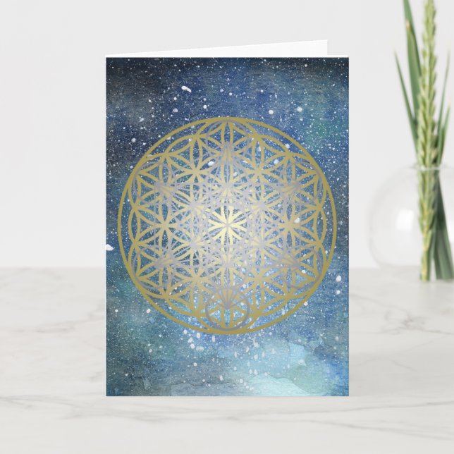 Metatron's Cube with Flower of Life Card (Front)