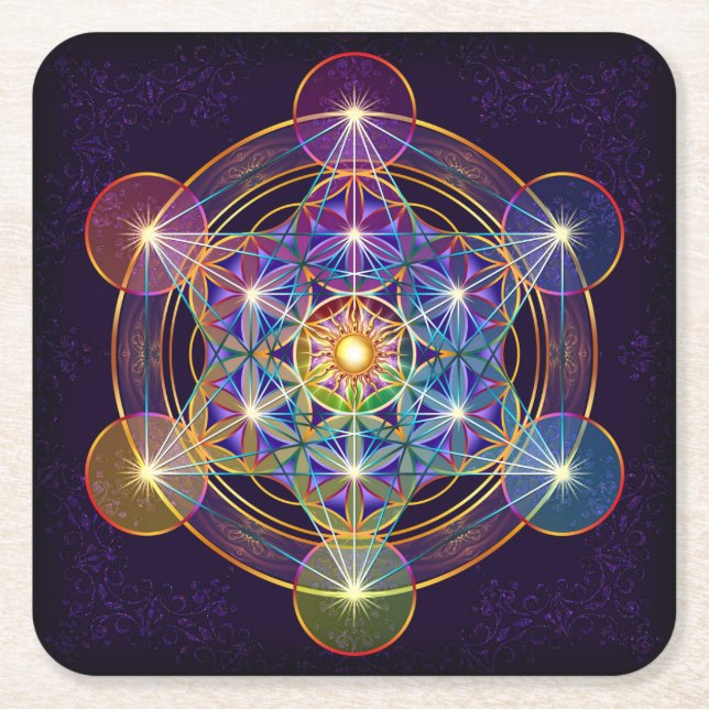 Metatron's Cube with Flower of Life Coaster (Front)