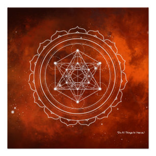 Metatron's Cube with Red Universe Background Poster