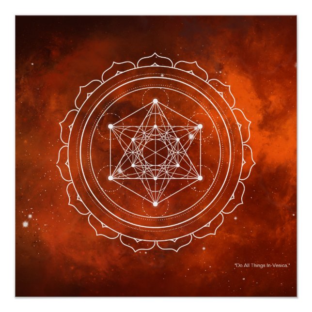 Metatron's Cube with Red Universe Background Poster (Front)