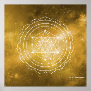 Metatron's Cube with Yellow Universe background Poster