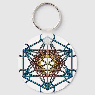 Metatron's Cube(yellow orange blue gradient)Symbol Key Ring