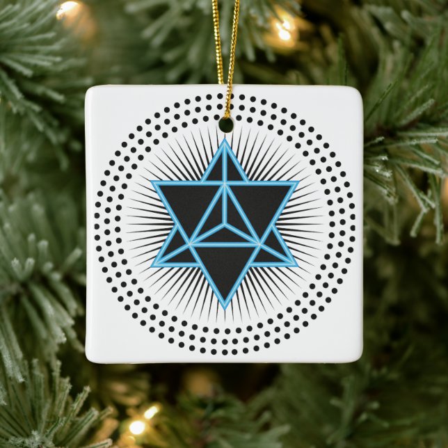 Metatrons dice - Merkaba - star tetrahedron  Ceramic Ornament (Tree)
