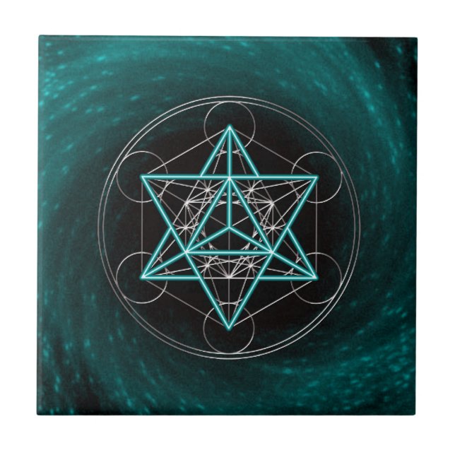Metatrons dice - Merkaba - star tetrahedron Tile (Front)