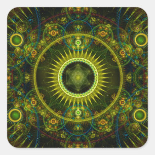 "Metatron's Magick Wheel" - Fractal Art Square Sticker