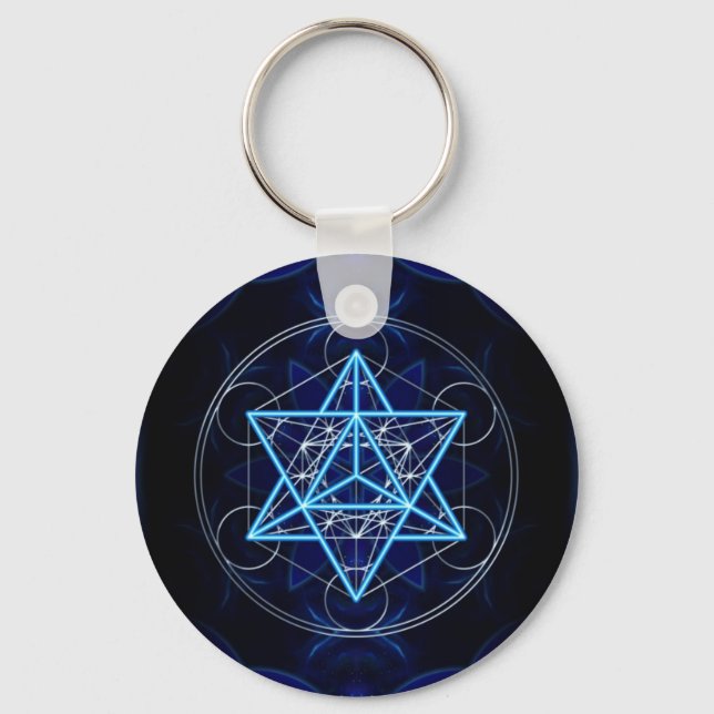 Metatrons Würfel — Merkaba — Stern Tetraeder Key Ring (Front)