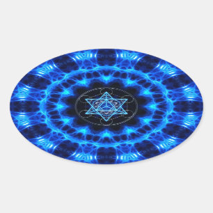 Metatrons Würfel — Merkaba — Stern Tetraeder Oval Sticker