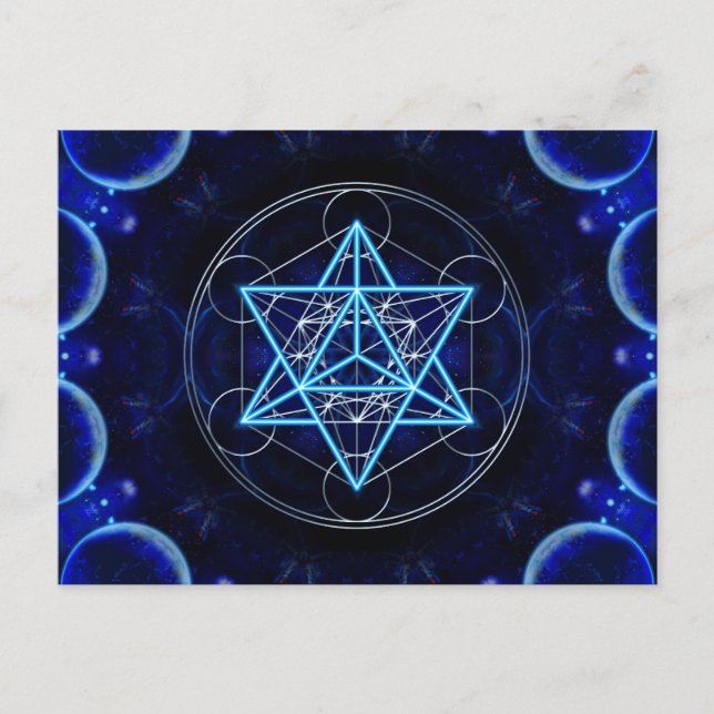 Metatrons Würfel -  Merkaba - Stern Tetraeder Postcard (Front)