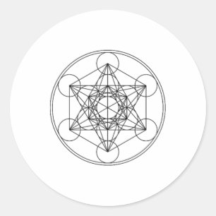 Metatronscube, Sacred Geometry, Platonic Solids, Y Classic Round Sticker