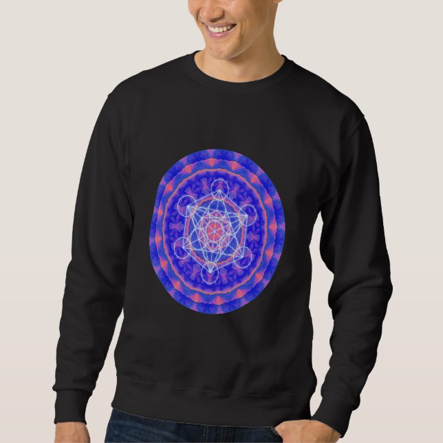 Metatronu2019s Cube Sacred Geometry On Blue Orange Sweatshirt (Front)