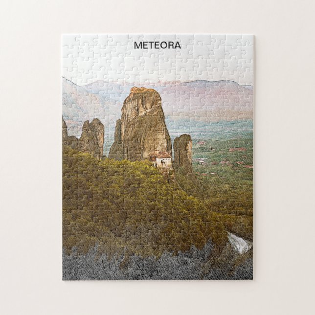 Meteora Greece Rock Mountains Travel Jigsaw Puzzle (Vertical)