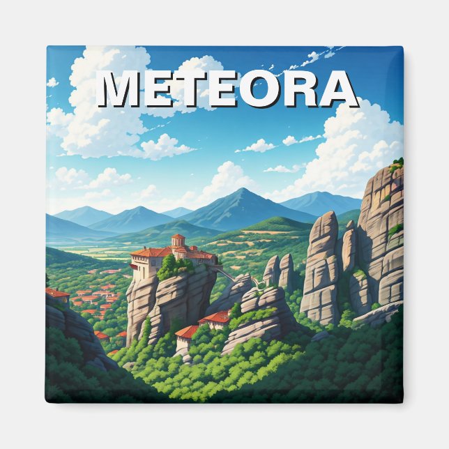 Meteora Greece Travel Magnet (Front)