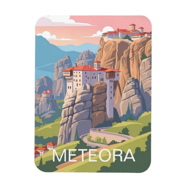 Meteora Greece Travel Magnet (Vertical)