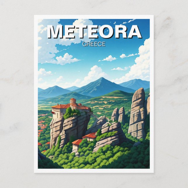 Meteora Greece Travel Postcard (Front)