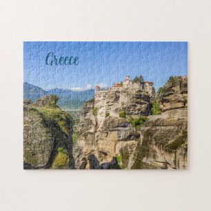 Meteora Monasteries Greece, Watercolor Travel Jigsaw Puzzle