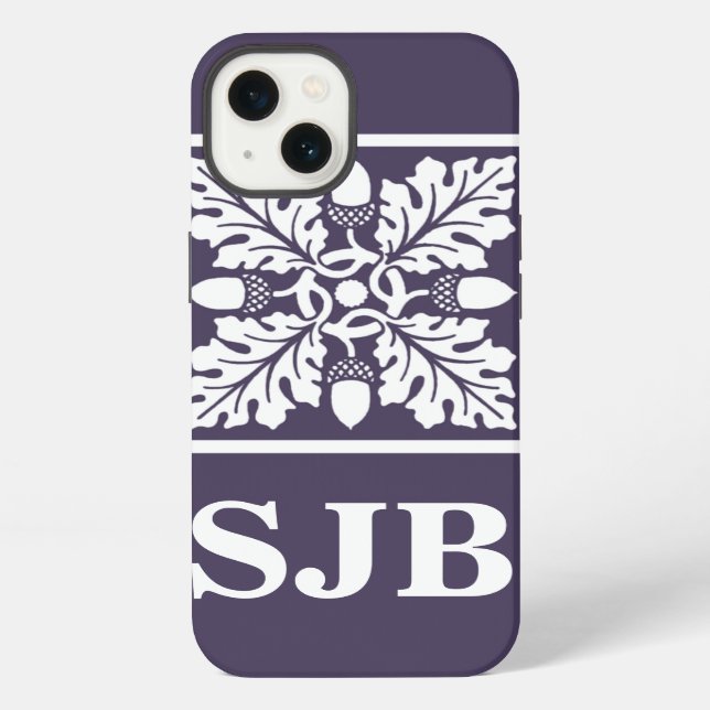 Meteorite Purple Acorn and Leaf Tile Design iPhone Case (Back)