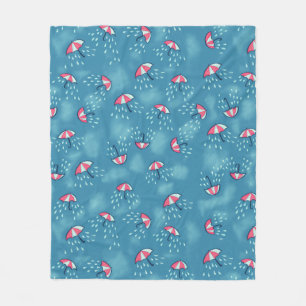 Meteorology Fun Rainy Weather And Umbrellas Fleece Blanket