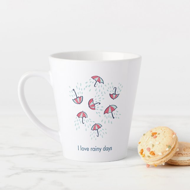 Meteorology Fun Rainy Weather And Umbrellas Latte Mug (In Situ)