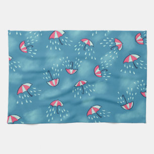 Meteorology Fun Rainy Weather And Umbrellas Tea Towel