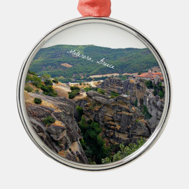 Meterora, Greece landscape Metal Tree Decoration (Front)