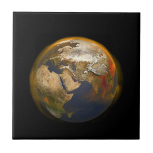 Methane Sources Around the Globe - Climate Crisis Ceramic Tile
