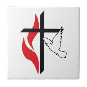 Methodist cross and Dove Ceramic Tile