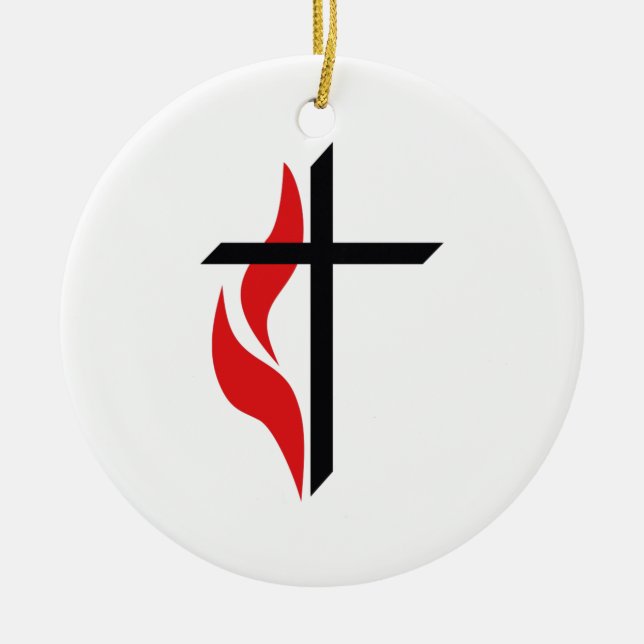 METHODIST CROSS CERAMIC TREE DECORATION (Front)