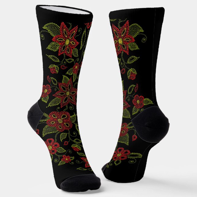 Metis Art Socks Native Beading Socks Customize (Angled)