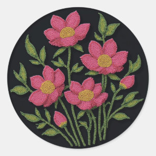 Metis Beadwork Native Art Cosmos Flowers Stickers