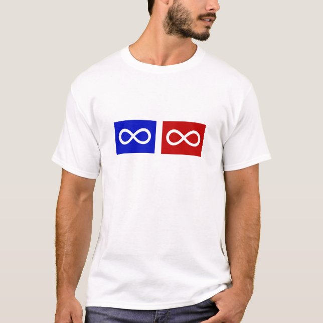 Métis Blue and Red Flags T-Shirt (Front)