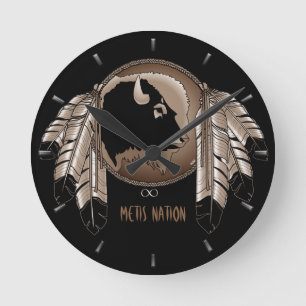 Metis Clock First Nation Spirit Buffalo Wall Clock