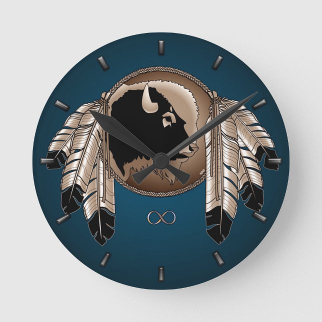 Metis Clock First Nation Spirit Buffalo Wall Clock (Front)