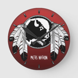 Metis Clock First Nation Spirit Buffalo Wall Clock