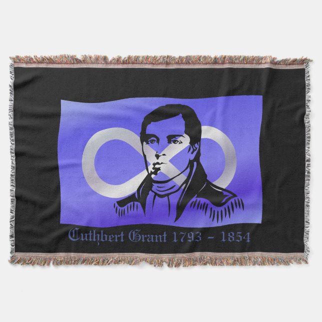 Metis Hero Blanket Cuthbert Grant Throw Blankets (Front)