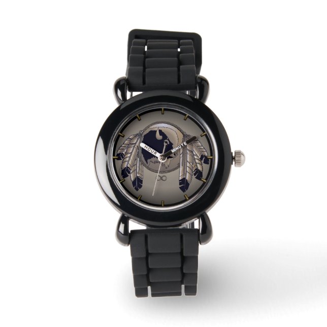 Metis Watch First Nations Buffalo Art Wrist Watch (Front)