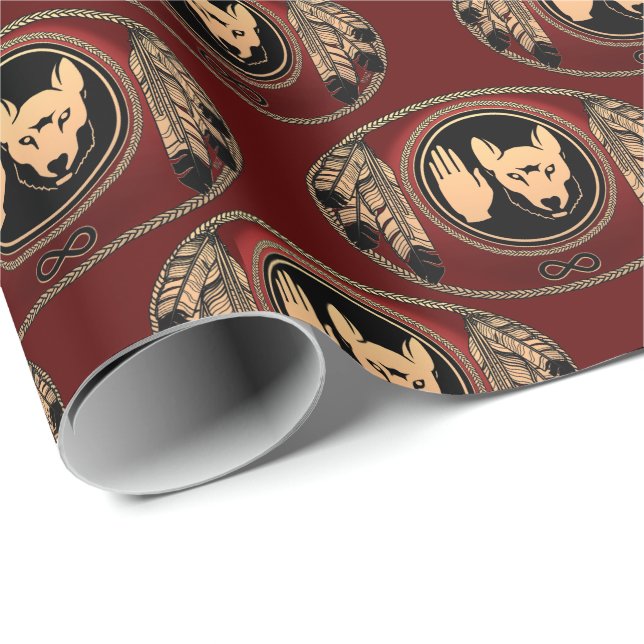 Metis  Wrapping Paper First Nations Wolf Art Paper (Roll Corner)