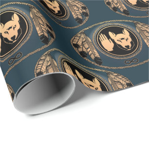 Metis  Wrapping Paper First Nations Wolf Art Paper