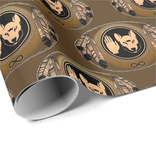 Metis  Wrapping Paper First Nations Wolf Art Paper (Roll Corner)