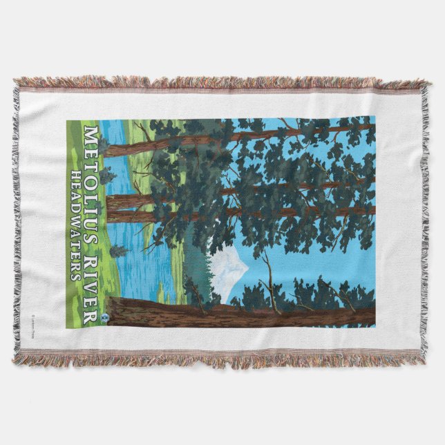 Metolius River Headwaters, Oregon Throw Blanket (Front)