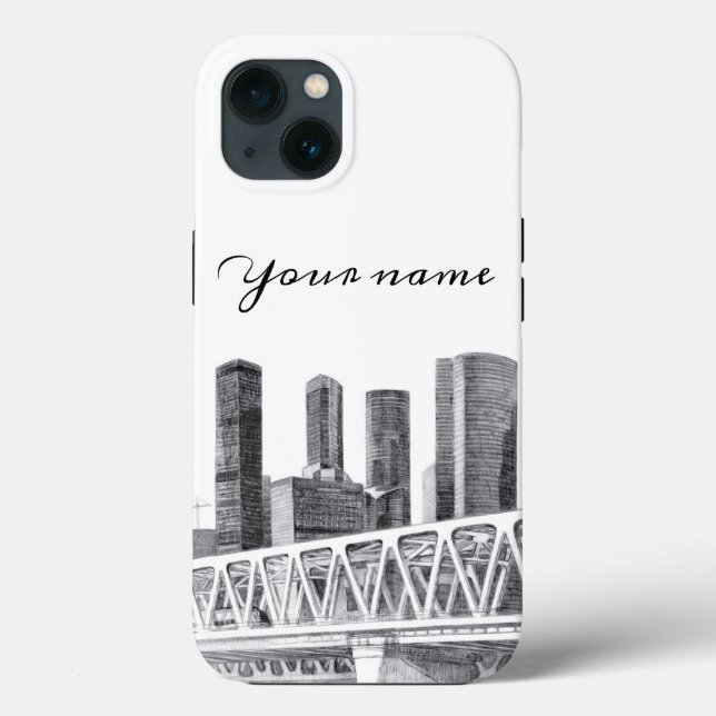 Metro bridge Pencil drawing Case-Mate iPhone Case (Back)