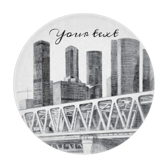 Metro bridge Pencil drawing Cutting Board (Front)