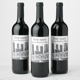 Metro bridge Pencil drawing Wine Label