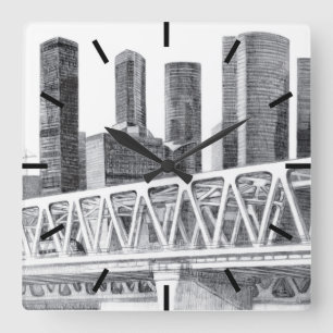 Metro bridge square wall clock