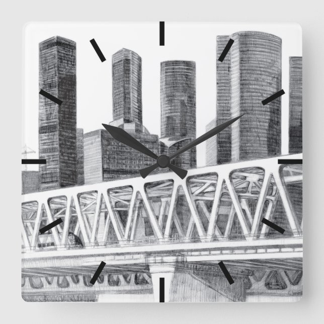 Metro bridge square wall clock (Front)