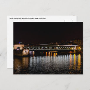 Metro crossing Bir-Hakeim bridge at night Postcard