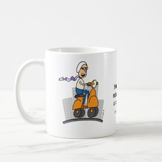 metro dudes ride scooters and drink coffee coffee mug (Left)